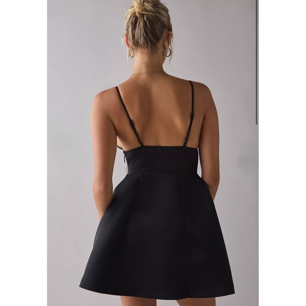 Urban Outfitters Kimchi Blue Black Satin Fit and Flair Dress Size Large - Picture 2 of 8